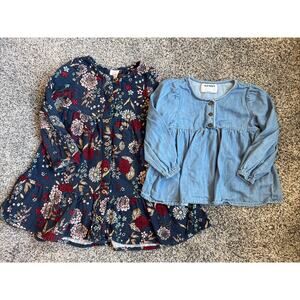 Girl’s Size 4T Old Navy Blue Tunic & Long Sleeve Button Floral Dress Lot